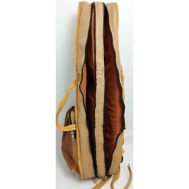 BAG ARTESANAL DUPLO PARA GUITARRA EM COURO MARROM