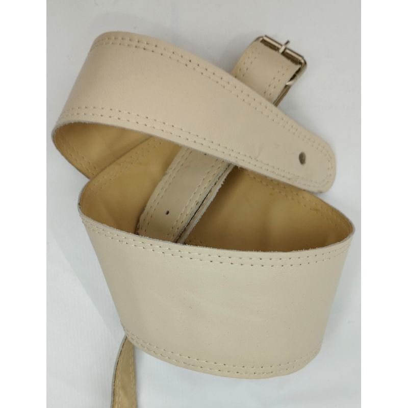 CORREIA DE COURO BEGE P/ GUITARRA OU VIOLÃO (NOVA)